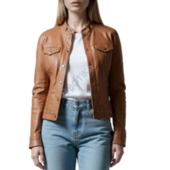 Gap Caramel Cow Leather Jacket - Picture 1 of 7